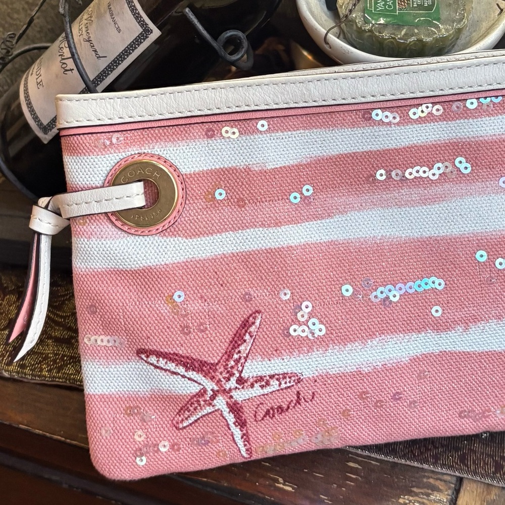 Authentic Coach 1941 Seashell Sequins Canvas/Leat… - image 8